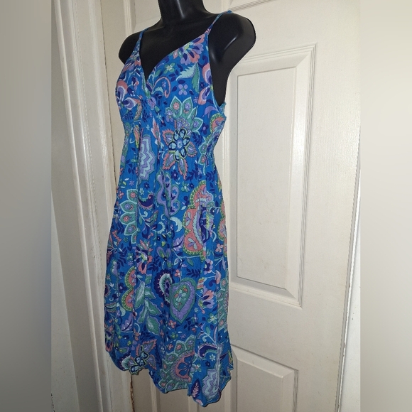 Blue Floral Sleeveless Dress - Picture 3 of 5